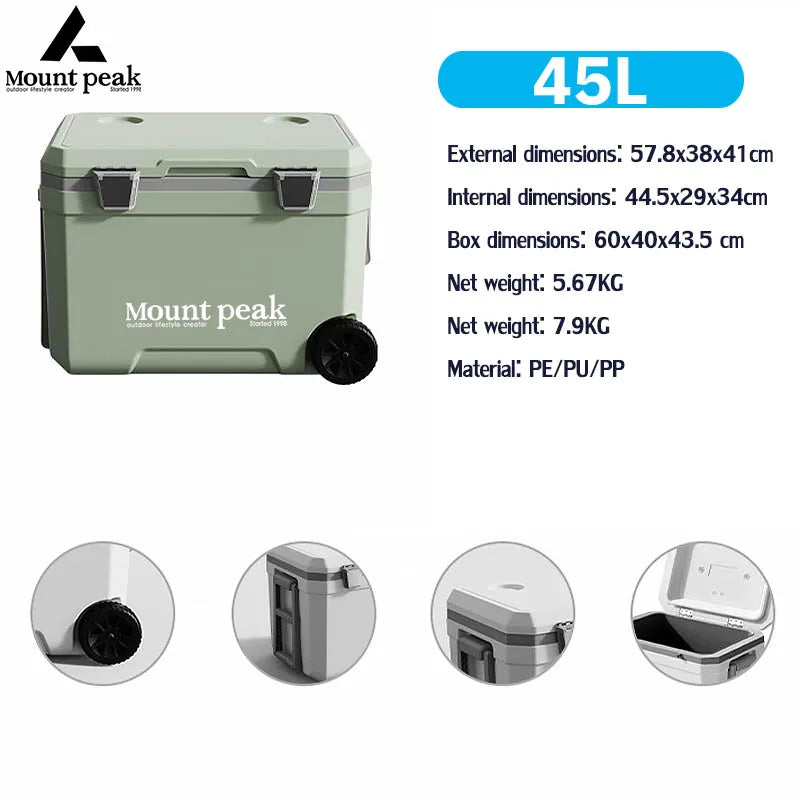 Mount Peak Camping Refrigerator Insulated Box 45L Large Capacity Portable Food BBQ Refrigerator Outdoor