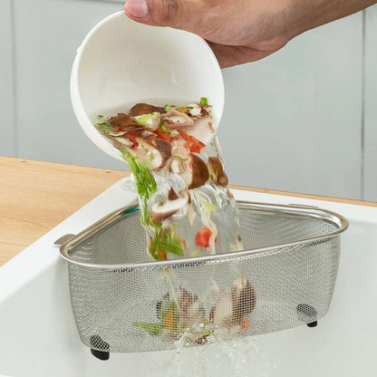 1 Piece Stainless Steel Sink Strainer Basket for Sink Colander In-Sink Mesh Colander Strainer Basket Triangle Sink Drainer YY133