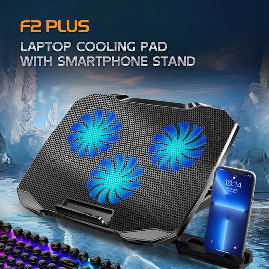 COOLCOLD Gaming Laptop Cooling Pad 3 Big Fans for 10-17 Inch Notebook, Laptop Cooler with 5 Height Adjustable, 2 USB Ports