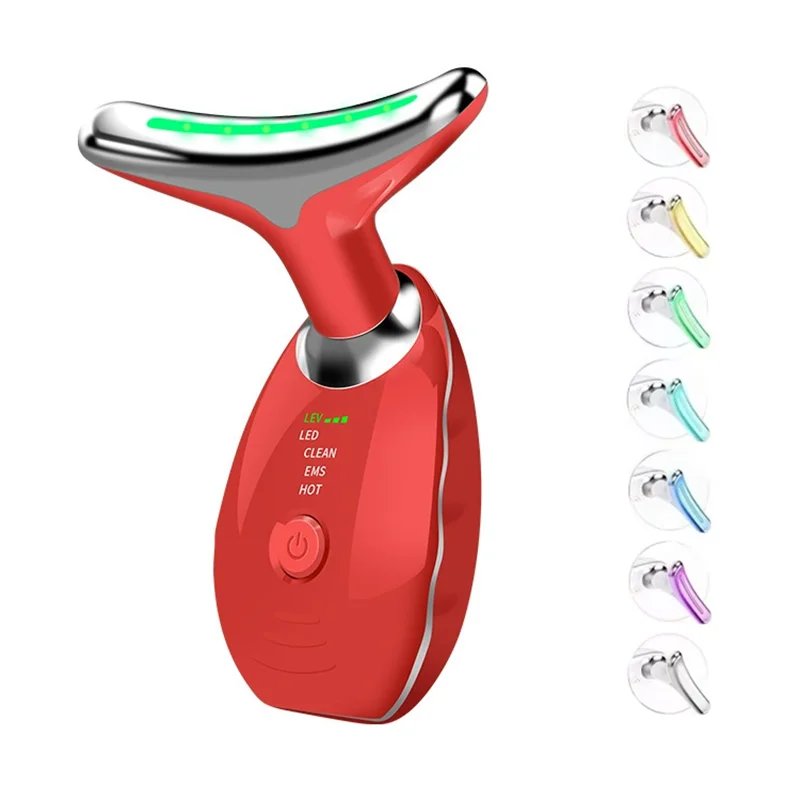 EMS Microcurrent Chin Lifting Face Neck Beauty Device LED Photon Firming Rejuvenation Anti Wrinkle Skin Care Facial Massager