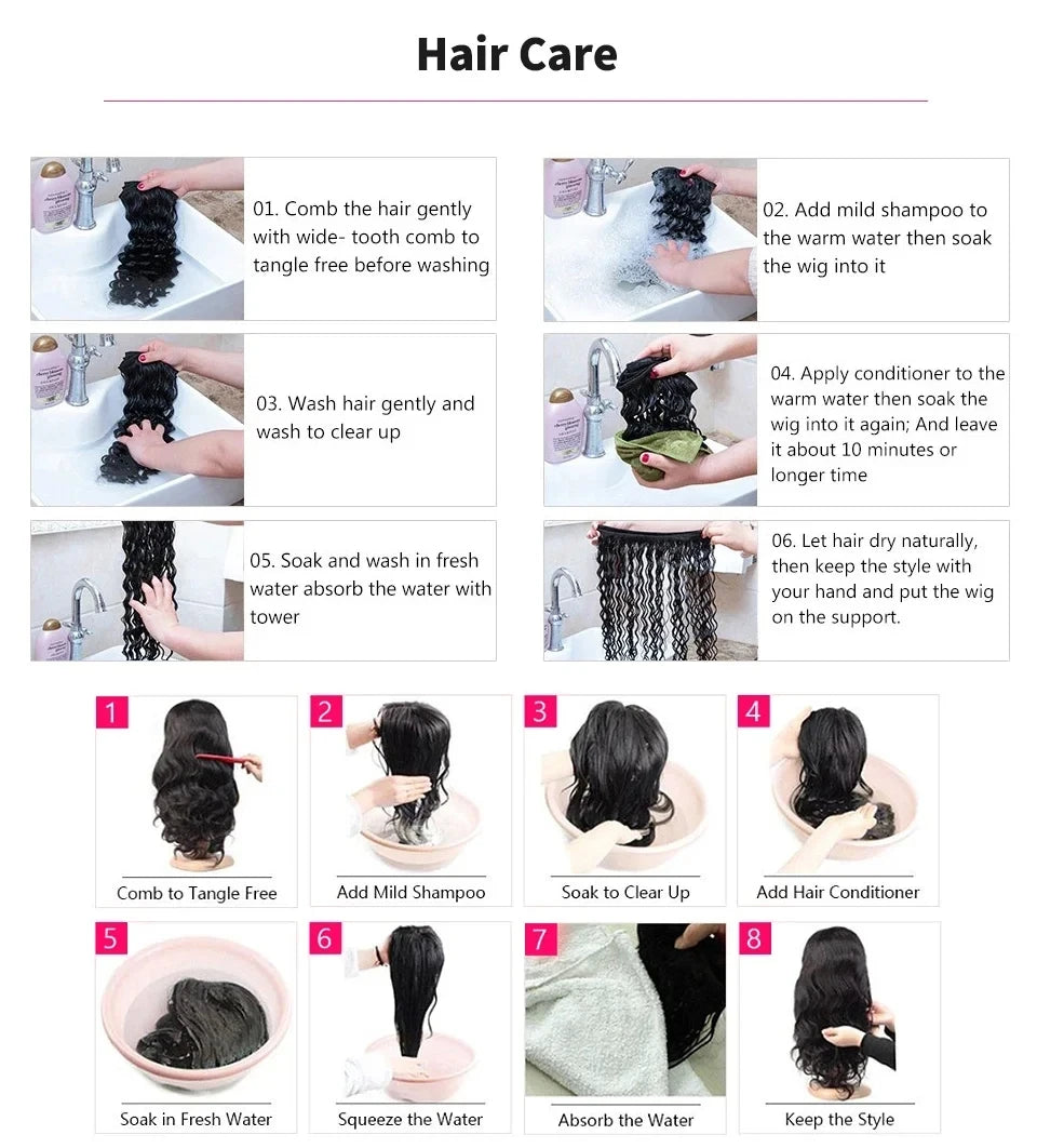Cur Wig Human Hair Deep Wave HD 13x4 Lace Frontal Wig Human Hair Wig Water Wave 4x4 Lace Closure 200% 13X6 HD Lace Frontal Wig