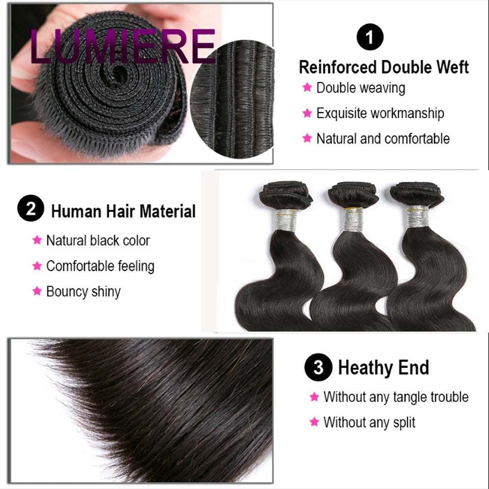 Virgin Raw Body Wave Bundles 1/3/4PCS Human Hair Extensions 100% Unprocessed Hair Bundles Hair Weave Extensions Double Weft
