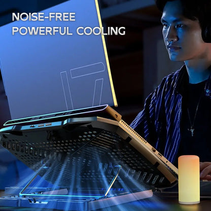 COOLCOLD Gaming Laptop Cooling Pad 3 Big Fans for 10-17 Inch Notebook, Laptop Cooler with 5 Height Adjustable, 2 USB Ports