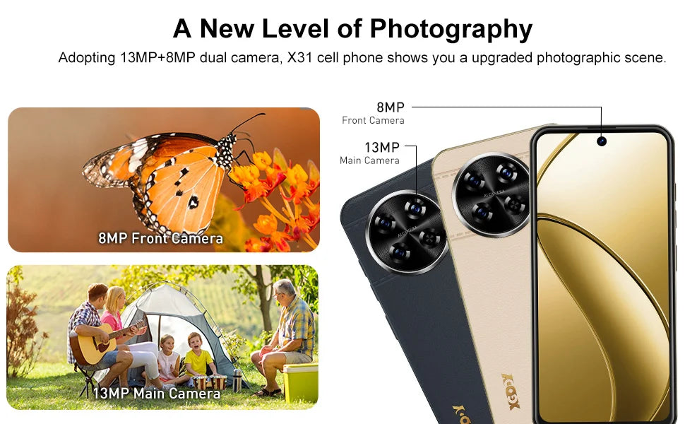 XGODY 2025 New Smartphone Android,6.5 inch,3+64GB ROM,4250mAh,8+13MP Camera,Dual SIM 4Core,Mobile phones,4G Network,with Charger