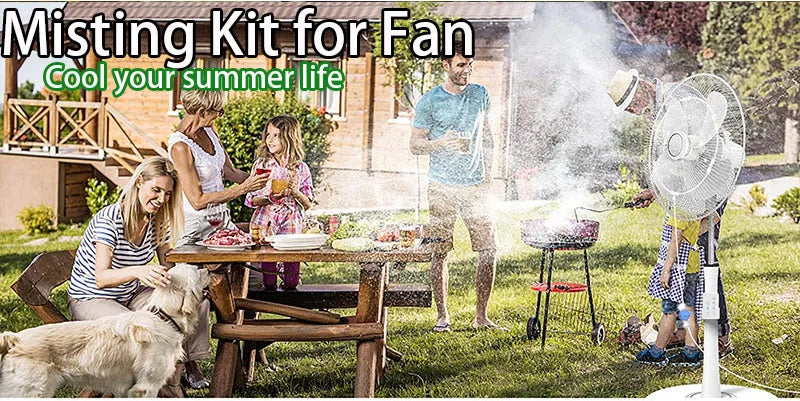 Free Shipping Portable Misting Kit For Fan with 5pcs Brass Sprinkler Nozzles and 1pc Mini Quiet Pump for Misting Cooling System