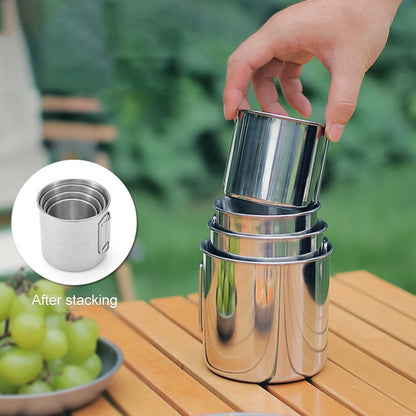 Camping Mug Stainless Steel Coffee Cup Tourist Tableware Picnic Utensils Outdoor Kitchen Equipment Cooking Set Cookware Hiking