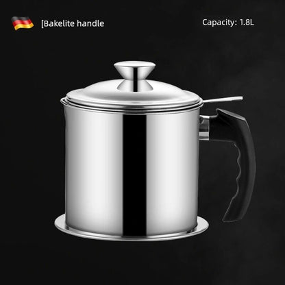 Oil Pot with Lid Capacity Oil Bowl Pot Household Hot Oil Large Oil Bottle Oil Tank Oil Leakage Kitchen Can Pot Stainless Steel Filter