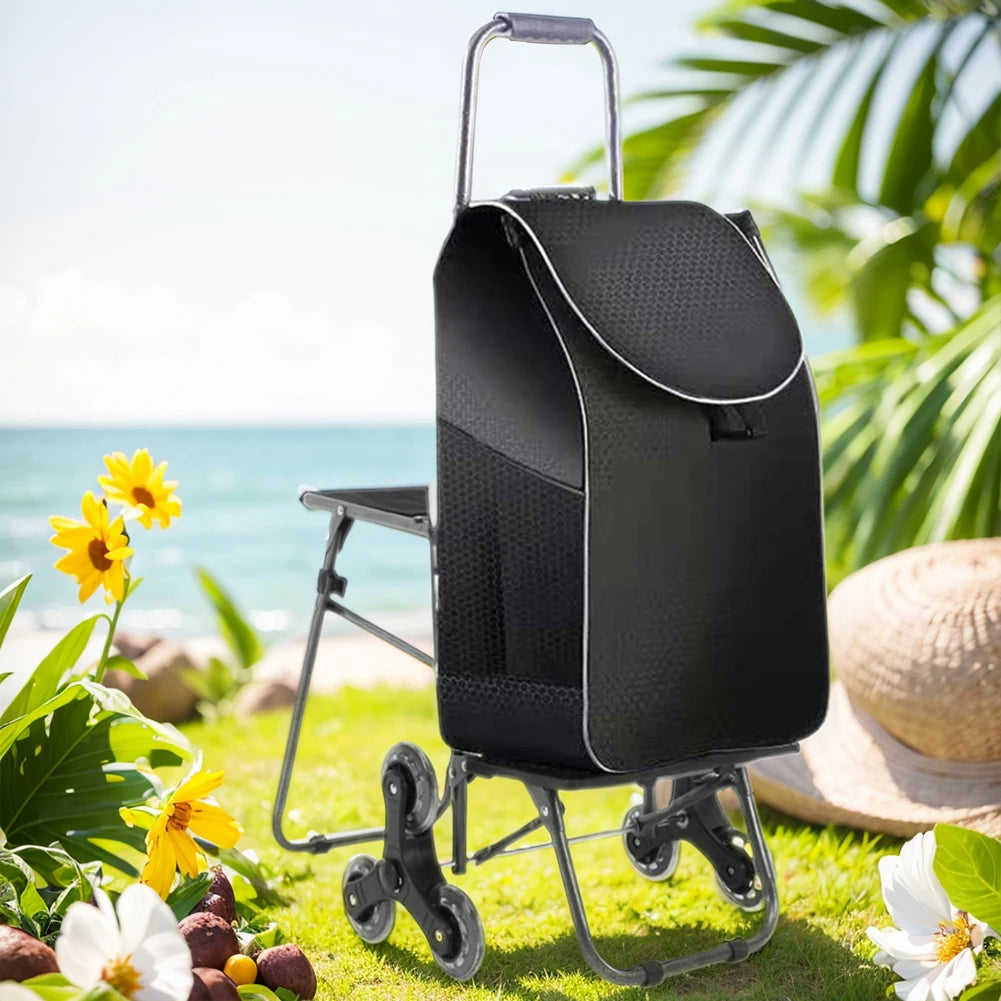 Shopping Cart for Groceries Luggage Cart Portable Utility Shopping Cart Heavy Duty Grocery Cart with Climbing Stair Wheels
