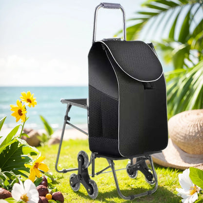 Shopping Cart for Groceries Luggage Cart Portable Utility Shopping Cart Heavy Duty Grocery Cart with Climbing Stair Wheels