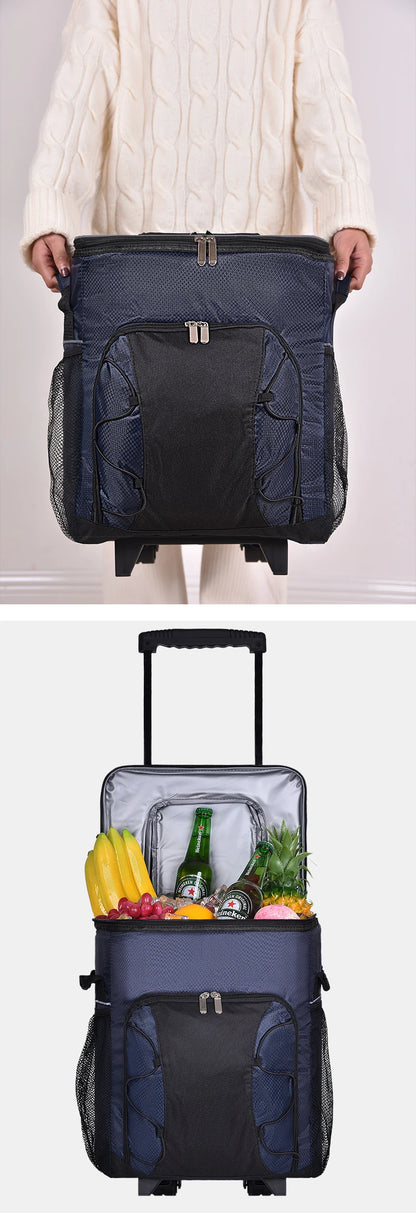 Camping Cooler Portable Insulated Cooler Bag with Wheels and Handle Ideal for Festivals Picnics Outdoor Camping Supply Accessory