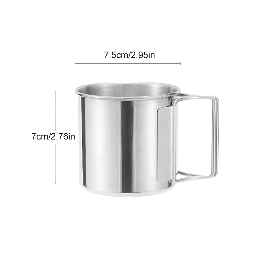 Camping Mug Stainless Steel Coffee Cup Tourist Tableware Picnic Utensils Outdoor Kitchen Equipment Cooking Set Cookware Hiking