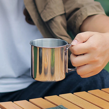 Camping Mug Stainless Steel Coffee Cup Tourist Tableware Picnic Utensils Outdoor Kitchen Equipment Cooking Set Cookware Hiking