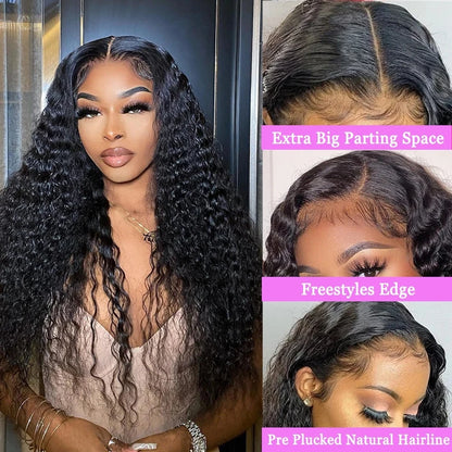 Cur Wig Human Hair Deep Wave HD 13x4 Lace Frontal Wig Human Hair Wig Water Wave 4x4 Lace Closure 200% 13X6 HD Lace Frontal Wig
