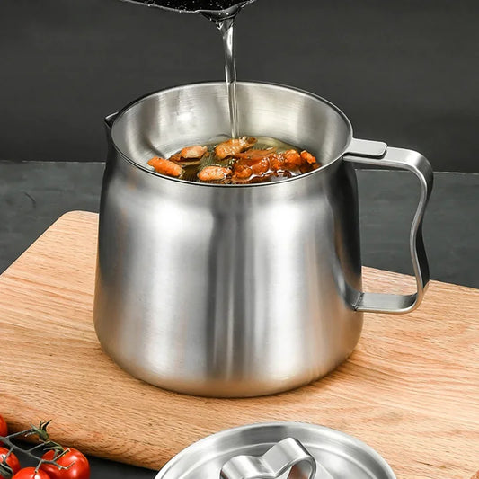 304 Stainless Steel Oil Filter Pot with Lid Deep Fryer Pasta Strainer Basket Chicken Fried Food Strainer Household Kitchen Tools
