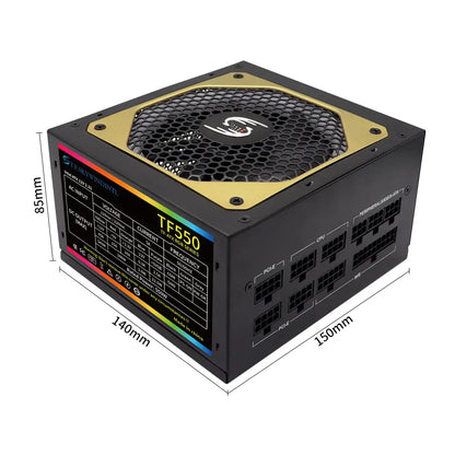 550W Power Supply Fully Modular PSU ARGB Gaming PC Power Supply 20+4Pin Connector with 120mm Low-Noise FDB Fan