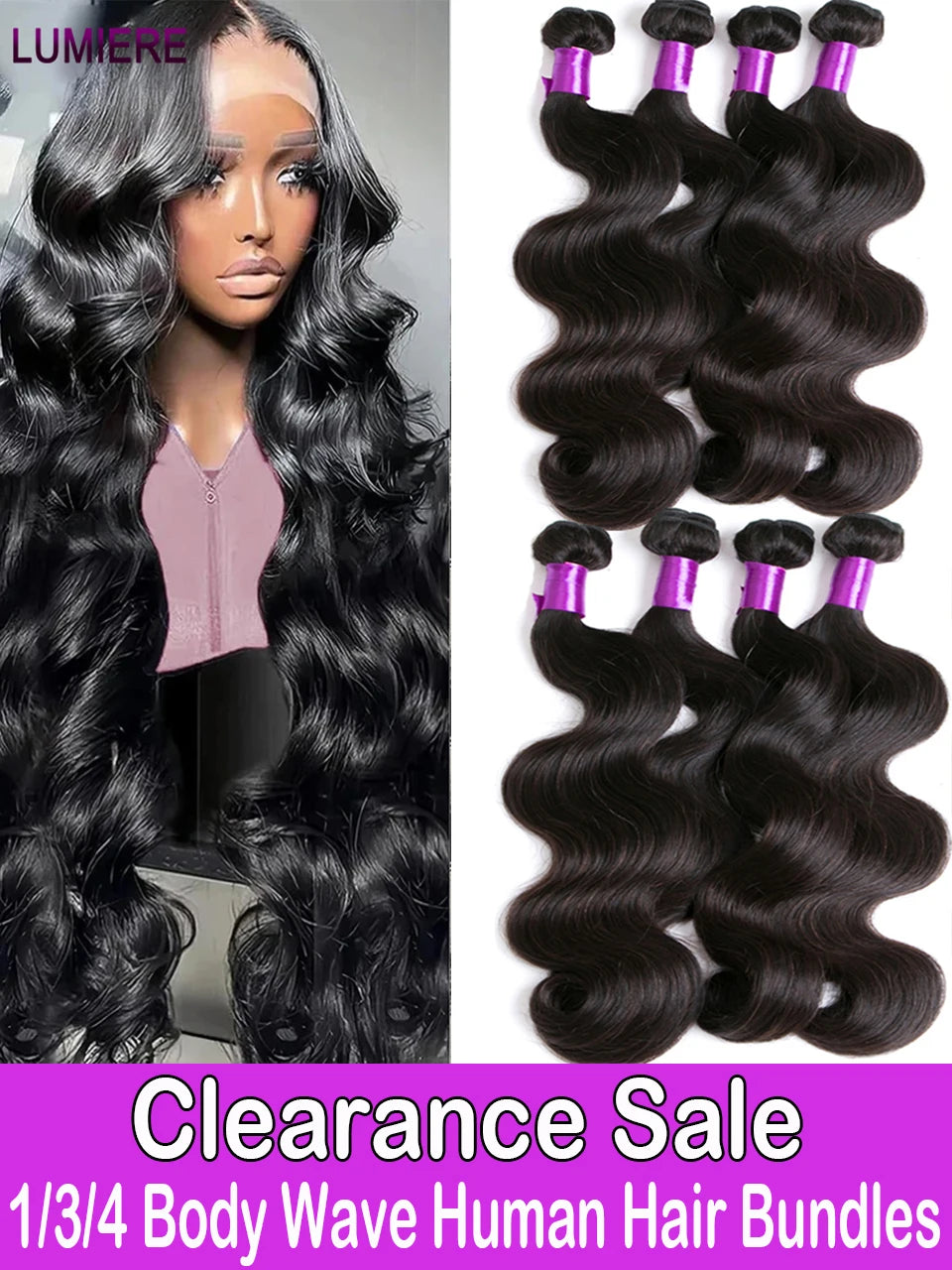Virgin Raw Body Wave Bundles 1/3/4PCS Human Hair Extensions 100% Unprocessed Hair Bundles Hair Weave Extensions Double Weft