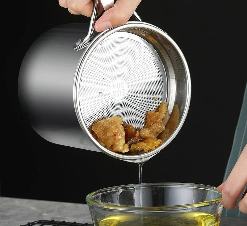 304 Stainless Steel Oil Filter Pot with Lid Deep Fryer Pasta Strainer Basket Chicken Fried Food Strainer Household Kitchen Tools