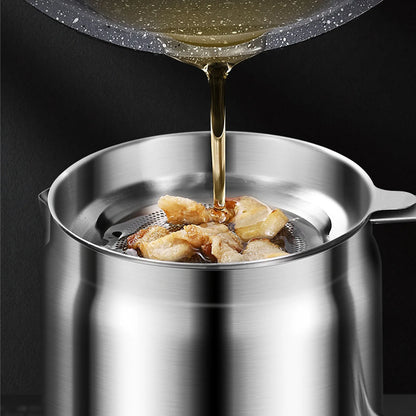 Stainless Steel Oil Strainer Pot for Filtering and Storing Hot Oil Frying Oil and Grease in Restaurants and Homes