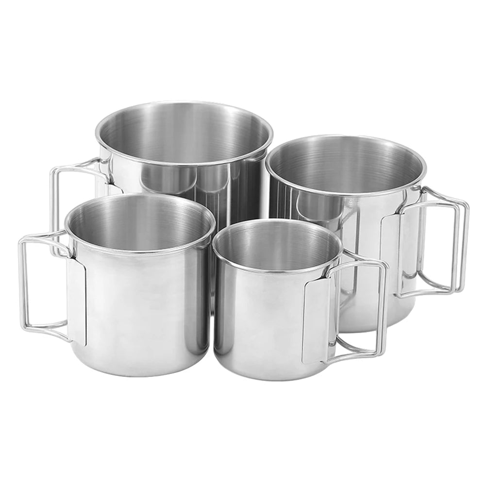 Camping Mug Stainless Steel Coffee Cup Tourist Tableware Picnic Utensils Outdoor Kitchen Equipment Cooking Set Cookware Hiking