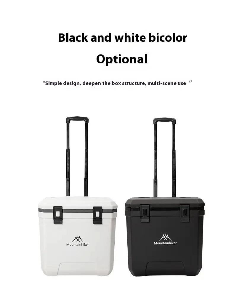 mount peak 38L Outdoor Refrigerator with Trolley Wheels Incubator Portable Warm Box BBQ Car Pulley Warm Box Refrigerator Box