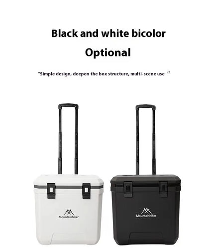 mount peak 38L Outdoor Refrigerator with Trolley Wheels Incubator Portable Warm Box BBQ Car Pulley Warm Box Refrigerator Box