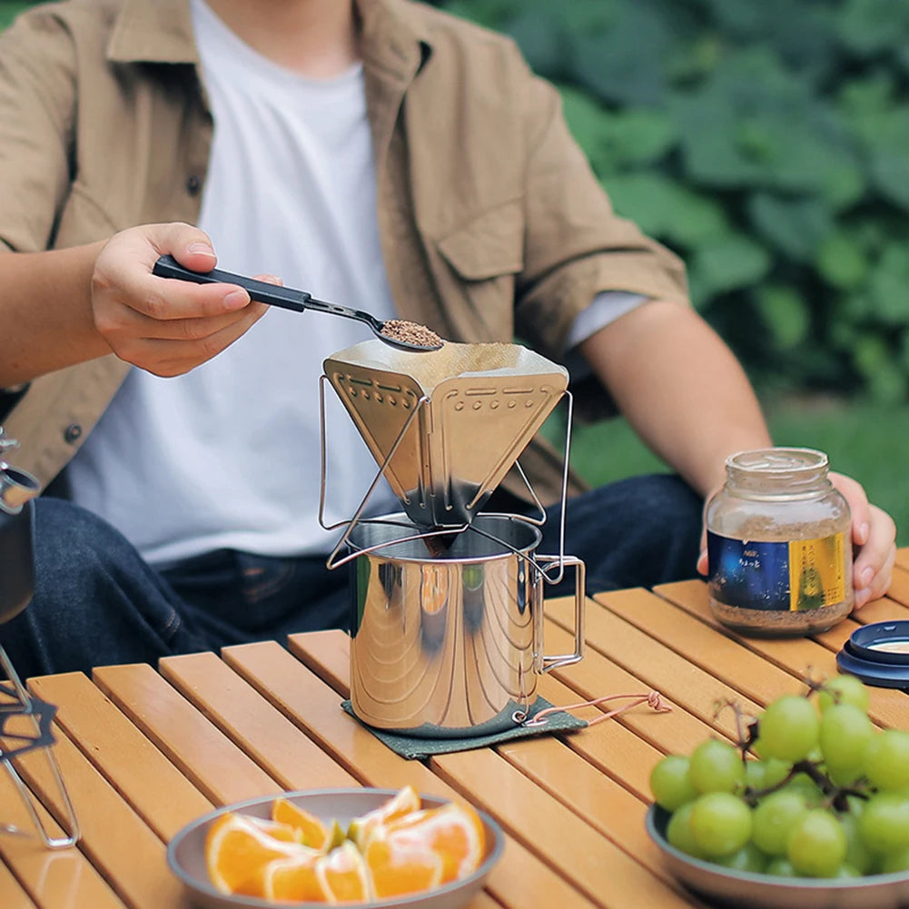 Camping Mug Stainless Steel Coffee Cup Tourist Tableware Picnic Utensils Outdoor Kitchen Equipment Cooking Set Cookware Hiking