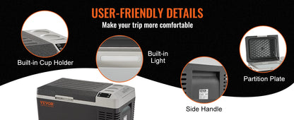 VEVOR 20L Portable Car Refrigerator Freezer Compressor Ice Box 21Qt Single Zone Mini Fridge Cooler for Car Home Outdoor Trval