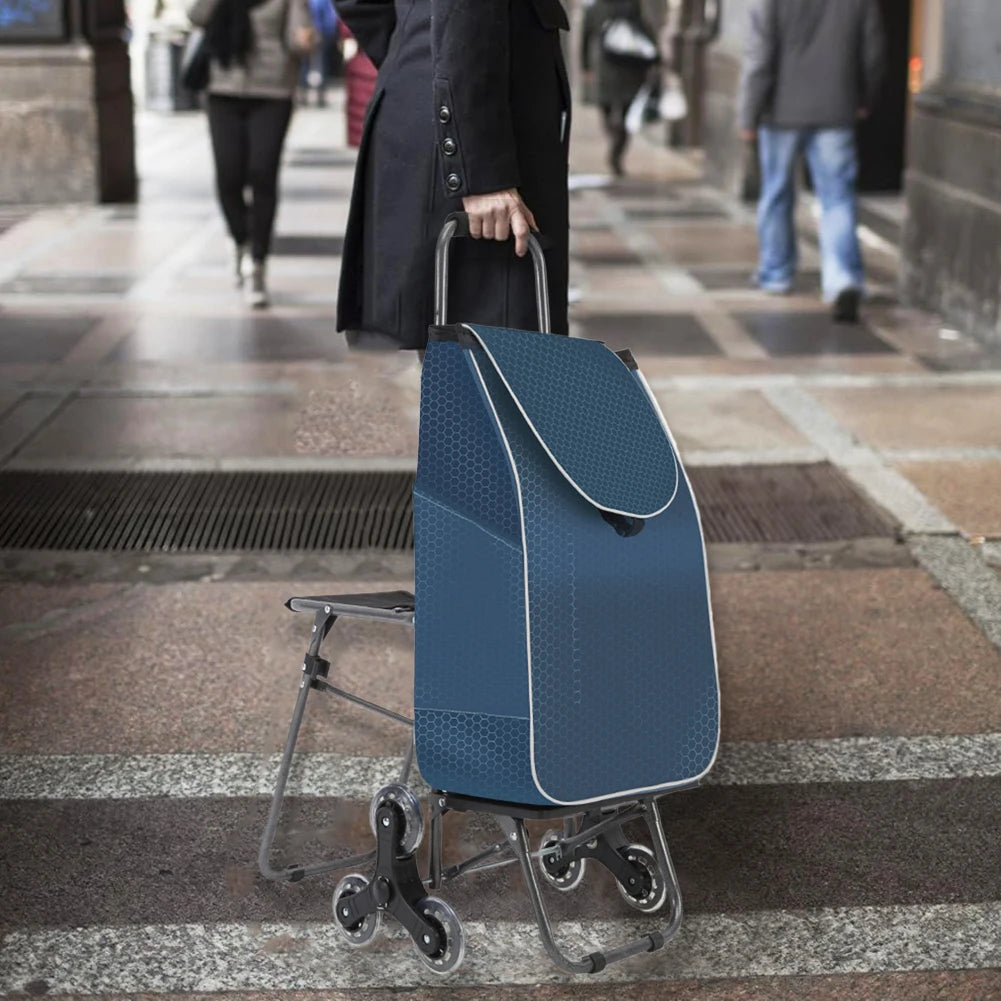 Shopping Cart for Groceries Luggage Cart Portable Utility Shopping Cart Heavy Duty Grocery Cart with Climbing Stair Wheels