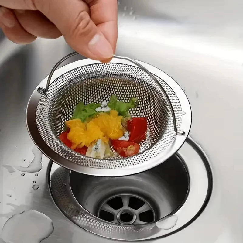 1/2/3Pcs Kitchen Sink Strainer With Handle Stainless Steel Mesh Filter Drain Stopper Food Residue Hair Catcher Prevents Clogs