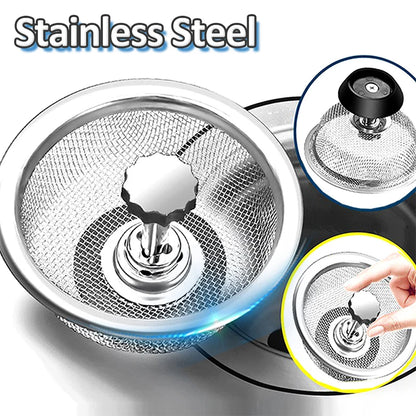 Handle Strainer Plug Stainless Steel Strainer Kitchen Sink Anti Clog Food Debris Catcher Easy To Clean Durable Home Essentials