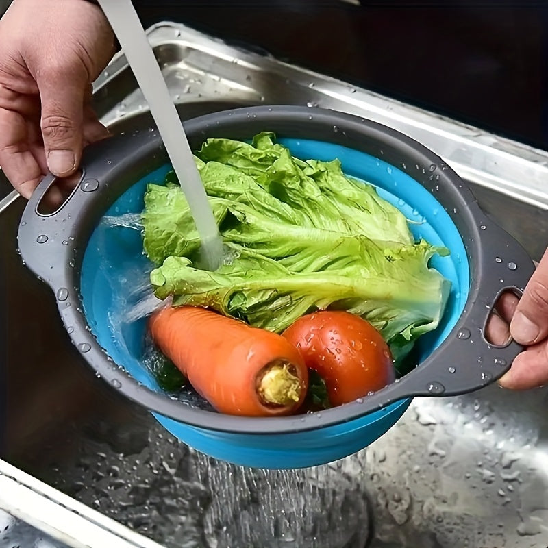 2pcs, Foldable Silicone Colander - Space-Saving Strainer for Vegetables and Fruits - Perfect for Small Kitchens, Dorms, and RVs