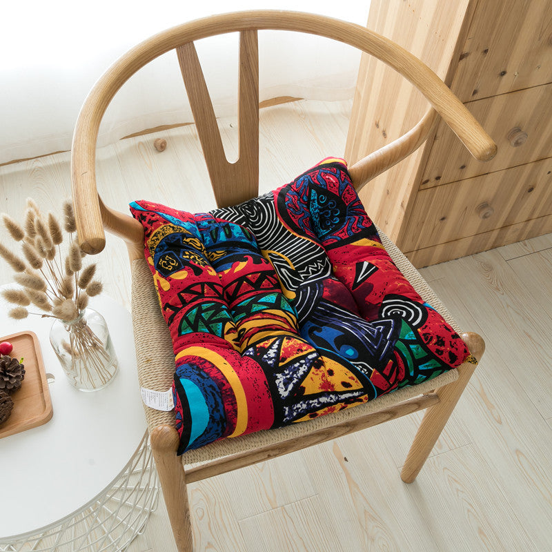Retro Dark Southeast Asian Ethnic Style Cotton And Linen Chair Cushion