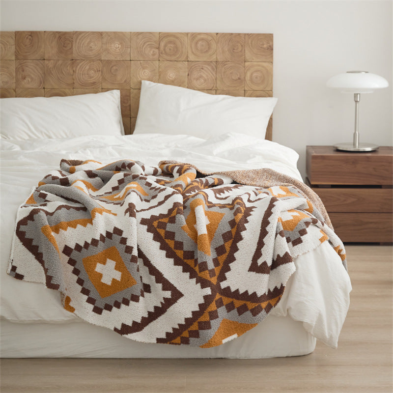 Bedroom Knitted Flower Pattern Blanket