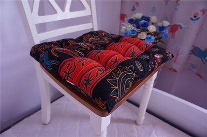 Retro Dark Southeast Asian Ethnic Style Cotton And Linen Chair Cushion