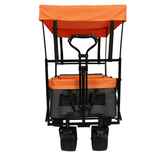 480Lbs Collapsible Wagon With Canopy,Wagon Stroller With 7 All-Terrain Wheels, Lightweight Foldable Wagon, Large Capacity For Camping, Shopping, Sports, And Garden Use,,purple With Mosquito Net