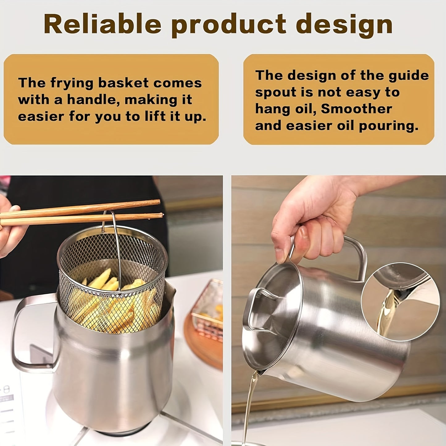 1pc, 304 Stainless Steel Oil Filter Pot with Mesh Strainer, Large Capacity, Leak-Proof, Dust Cover for Frying and Filtering