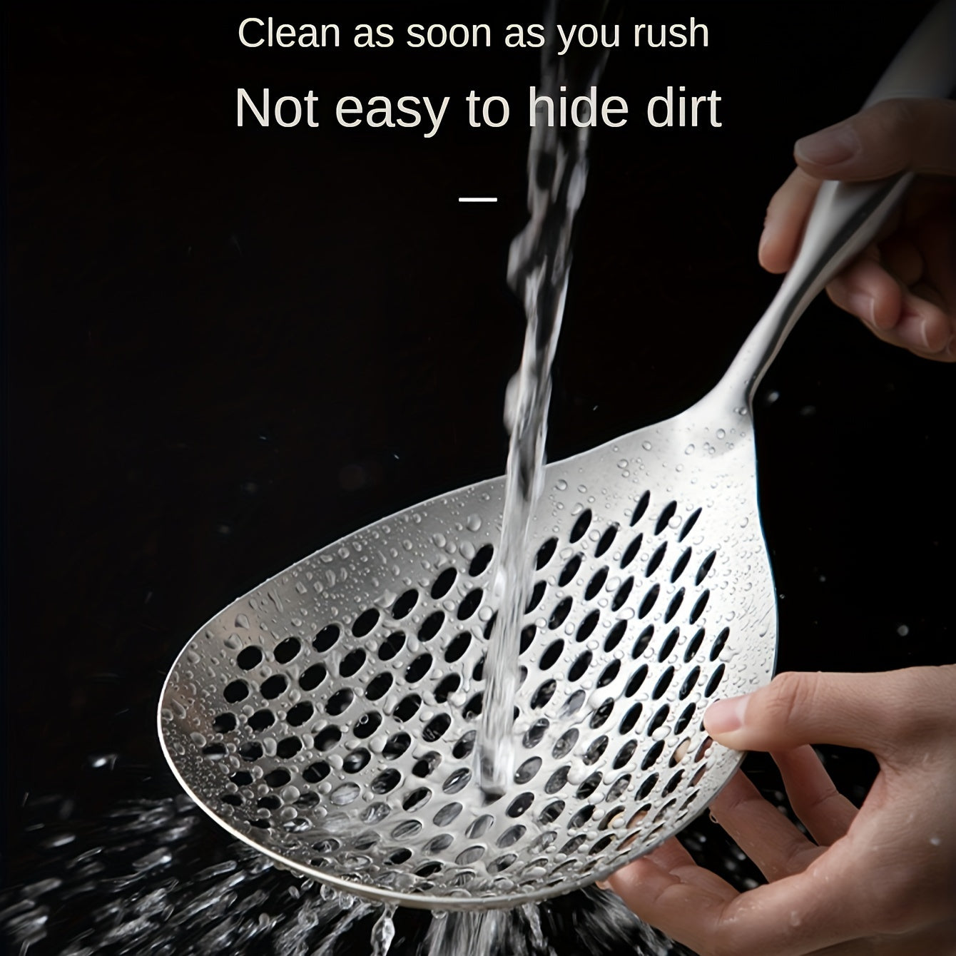 1pc Stainless Steel Large Colander Skimmer, Kitchen Strainer For Frying & Hot Pot, Draining Accessory For Cooking & Baking, Durable Utensil For Restaurant Use Eid Al-Adha Mubarak