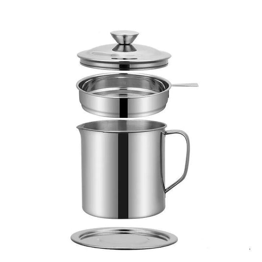 Household Oil Storage Tank With Strainer Stainless Steel Pouring Bottle