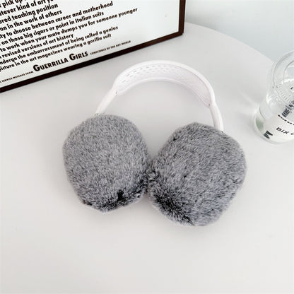 Plush Solid Color Leopard Print Head-mounted Headphone Case
