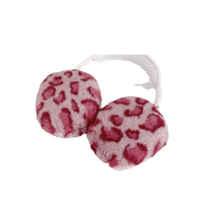 Plush Solid Color Leopard Print Head-mounted Headphone Case
