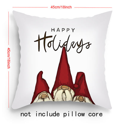 Pillow Cover Cartoon Santa Claus Elk Holiday Decoration Sofa Cushion Cover