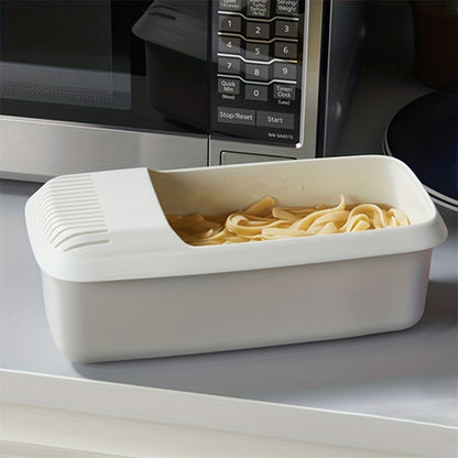 1pc, Microwave Pasta Cooker, Microwave Pasta Cooker With Strainer, Heat Resistant Pasta Boat Steamer, Spaghetti Noodle Cooking Box Tool, Kitchen Utensils, Apartment Essentials, College Dorm Essentials, Ready For School, Back