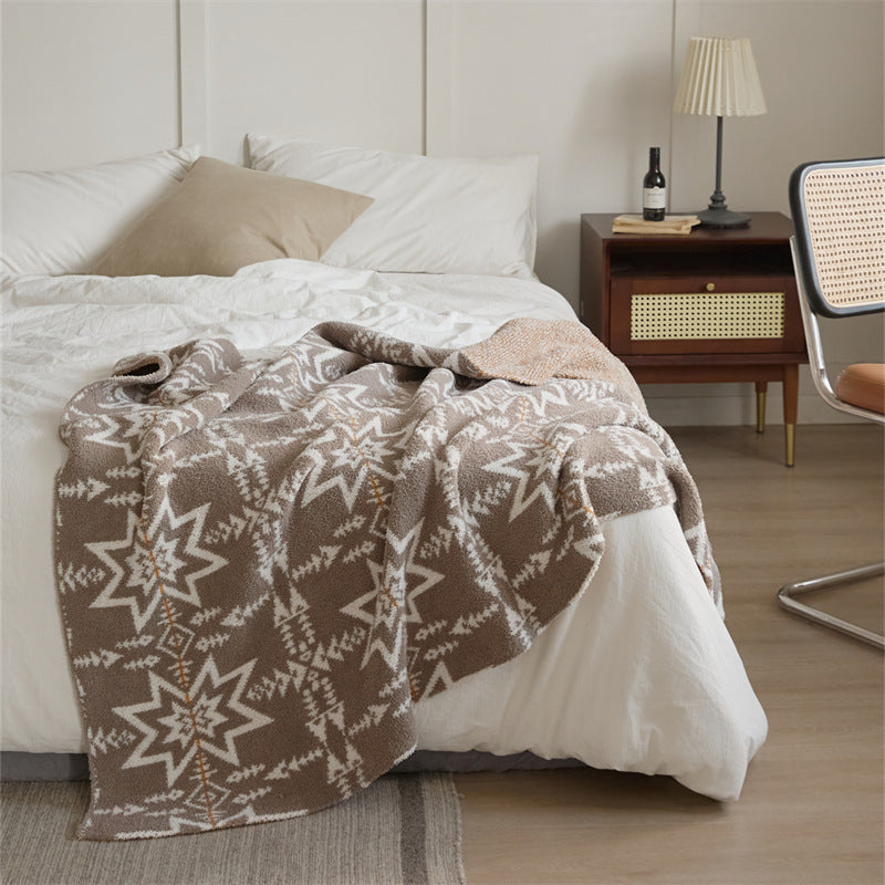 Bedroom Knitted Flower Pattern Blanket