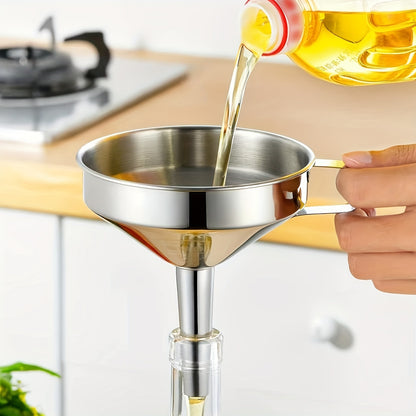 Large 304 Stainless Steel Funnel - Easy Oil Strainer with Filter Screen for Mess-Free Pouring, Leak-Resistant Kitchen Essential for Cooking and Baking - Eid Al-Adha Mubarak Gift Idea