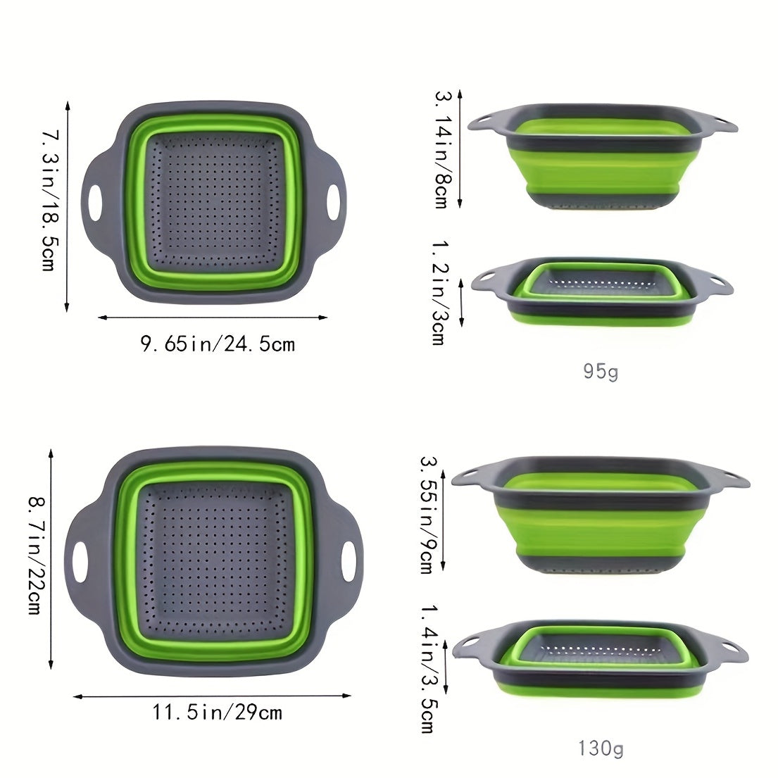 2pcs, Silicone Colander, Foldable Silicone Colander, Vegetable Washing Basket Strainer, Household Fruit Washing Basket Strainer, Kitchen Sink Folding Square Drain Basket, Fruit And Vegetable Basket, Kitchen Accessaries, Back