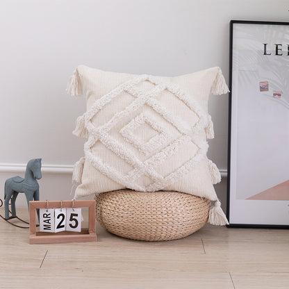Tufted Cotton And Linen Blended Cushion And Pillowcase