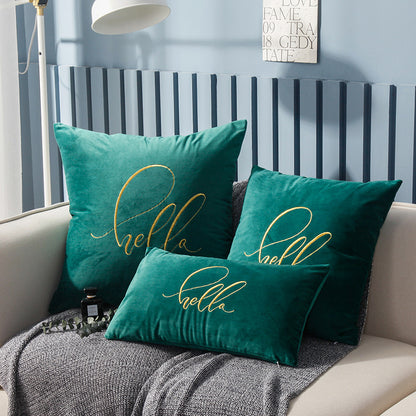 Simple Solid Color Gold Thread Embroidery Couch Pillow Netherlands Velvet Model Room Office Small Waist