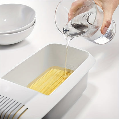 1pc, Microwave Pasta Cooker, Microwave Pasta Cooker With Strainer, Heat Resistant Pasta Boat Steamer, Spaghetti Noodle Cooking Box Tool, Kitchen Utensils, Apartment Essentials, College Dorm Essentials, Ready For School, Back