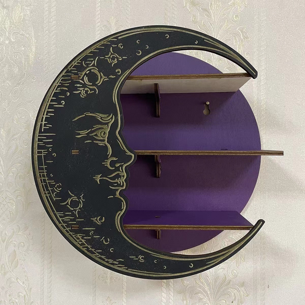 Wooden Wall Mount Display Moon Storage Rack