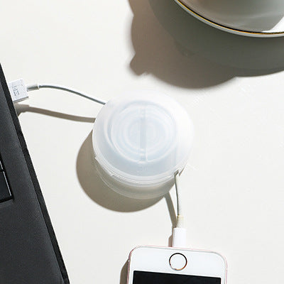 Portable Rotatable Data Cable Headphone Cable Organize Storage Box
